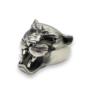 White Gold Plated Maximus Panther Ring Jagged Halo